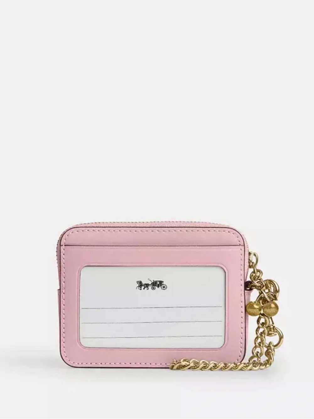 Coach Zip Card Case In Signature pink Denim With Charm